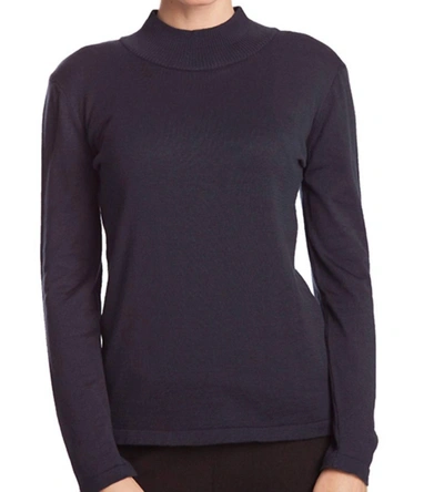 Angel Long Sleeve Mock Neck Pullover In Navy In Blue