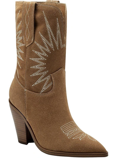 Marc Fisher Rogers Womens Leather Emroidered Cowboy, Western Boots In Multi