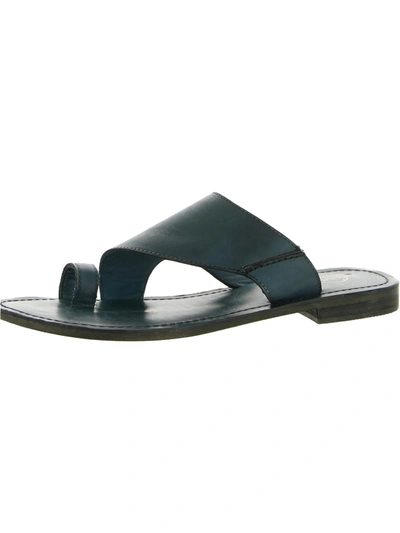 Free People Sant Antoni Womens Leather Toe Loop Slide Sandals In Blue