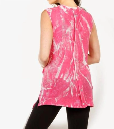 Angel Bleach Linen Buttoned-back Long Vest In Pink