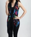 ANGEL WILD HUES LONG VEST IN BLACK MULTI