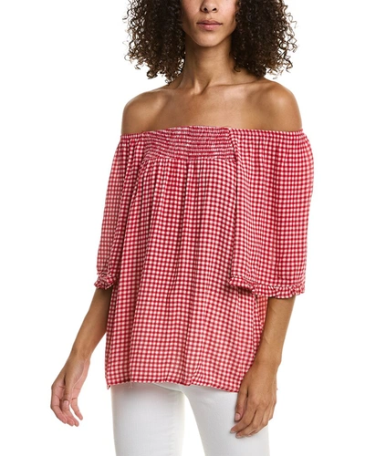 Bobeau Elbow Sleeve Top In Red