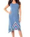 ANGEL HAND PAINTED LASER CUT MAXI DRESS IN DENIM