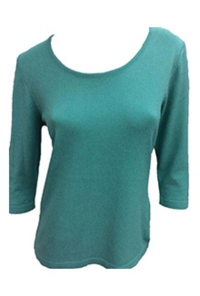 Angel 3/4 Scoop Neck Top In Aqua In Green