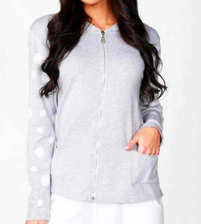 Angel Zip Bomber Jacket In Silver In White