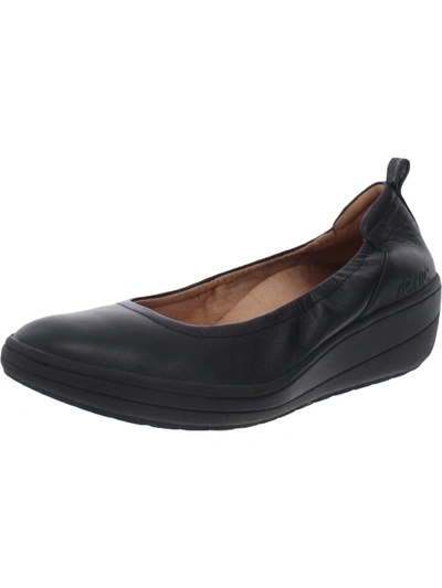 Vionic Jacey Womens Leather Round Toe Ballet Flats In Black
