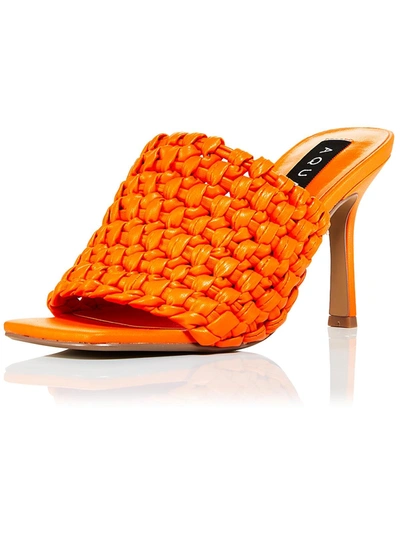 Aqua Katy Womens Faux Leather Slip On Mules In Orange