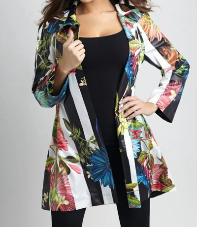 Angel Tropical Snap-front Rain Jacket In White Multi