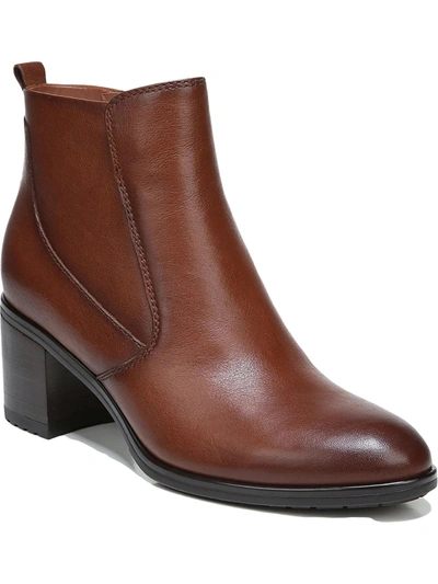 Naturalizer Laura Womens Leather Block Heel Ankle Boots In Brown