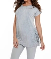 ANGEL BEADED SHORT SLEEVE TUNIC IN GRAY