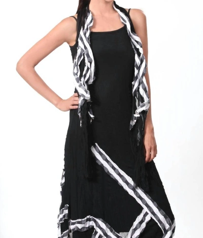 Angel Checkerboard Stripe Maxi Dress In Black/white