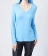 ANGEL HOODED V-NECK TOP IN TURQUOISE