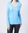 Angel Hooded V-neck Top In Mint In Blue