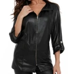 ANGEL ROLL SLEEVE ZIP JACKET IN BLACK