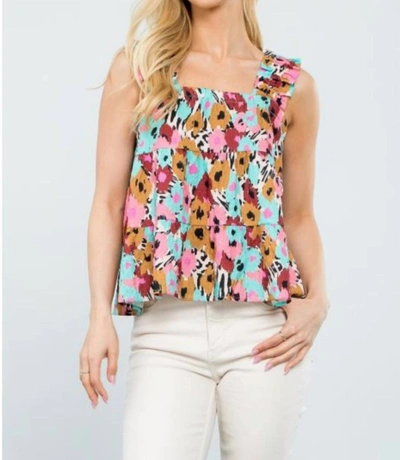 Thml Multicolor Flower Print Top In Blue
