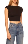 Susana Monaco Open Back Cap Sleeve Crop Top In Black