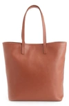 ROYCE NEW YORK TALL LEATHER TOTE WITH WRISTLET