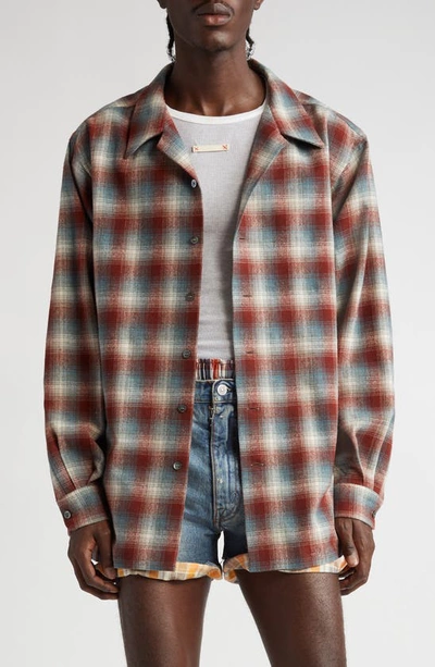 Maison Margiela X Pendleton Checked Wool Shirt In Rust