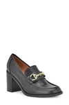 Nine West Koolo 3 Womens Faux Leather Embellished Loafer Heels In Black