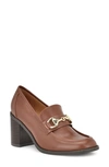 Nine West Koolo 3 Womens Faux Leather Embellished Loafer Heels In Medium Brown