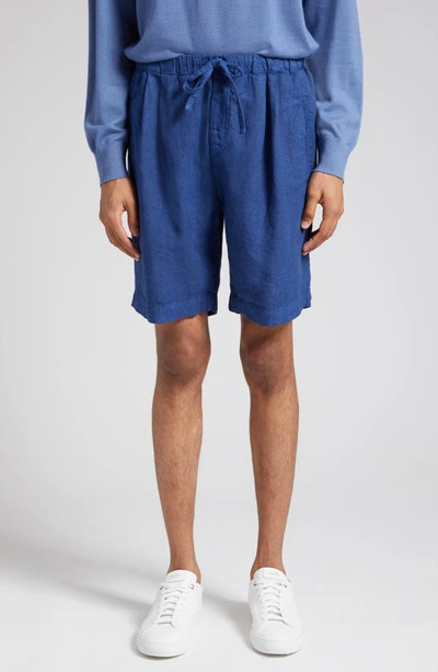 Massimo Alba Kevin Straight-leg Linen Drawstring Shorts In Blue