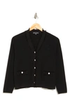 ADRIANNA PAPELL ADRIANNA PAPELL FRAYED WAFFLE KNIT CARDIGAN
