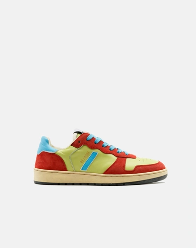 Re/done 80s Basketball Color-block Suede And Leather Sneakers In Green And Red And Blue