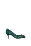 Dolce & Gabbana Crystal-embellished Corded Lace Pumps In Green