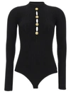 Balmain Button-embellished Knitted Bodysuit In Black