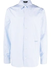 Versace Men Seashell Baroque Striped Shirt In Light