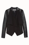 Blanc Noir Drape-front Quilted Faux-leather Jacket In Black