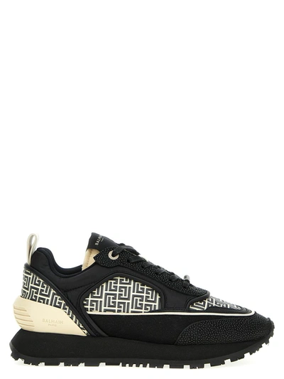 スニーカー Balmain RACER MONOGRAMMED NYLON AND LEATHER Sneakers Balmain Racer Sneakers In Monogrammed Nylon And Leather In