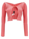 Jacquemus Pink Le Raphia 'la Maille Pralu Longue' Cardigan In Pink