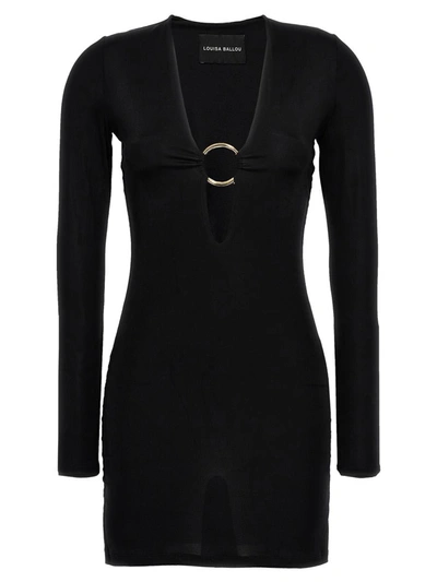 Louisa Ballou Helios Plunge-front Jersey Mini Dress In Black