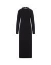 Rabanne Black Long Dress With Chain On Neckline In Black
