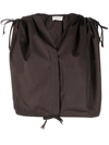 Veronique Leroy Draped-shoulder Cropped Top In Choco