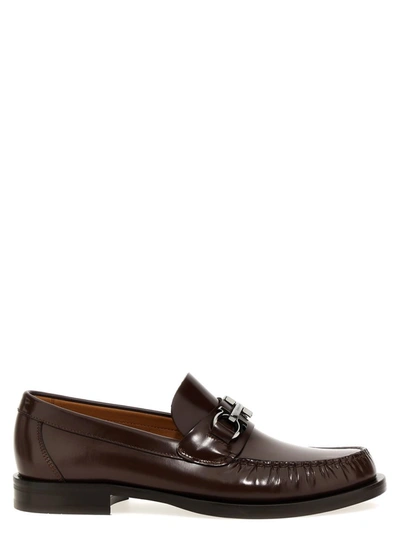 Ferragamo Fort Gancho Horsebit-plaque Loafers In Bordeaux