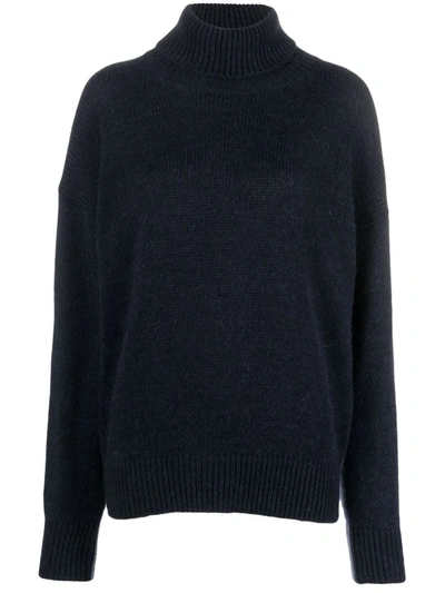 Alysi Mohair Wool Turtleneck Sweater In Blue