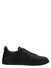 Ermenegildo Zegna Black Triple Stitch Leather Sneakers In Black