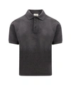 Saint Laurent Embroidered-logo Polo Shirt In Grey