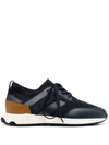 Tod's Logo-patch Leather Sneakers In Blue