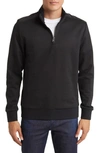 Hugo Boss Boss Stimmann Half-zip Cotton-blend Sweatshirt In Black