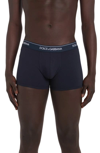 Dolce & Gabbana Pack Of Two Logo Cotton-blend Jersey Boxer Briefs In Black