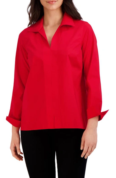 FOXCROFT FOXCROFT AGNES SPLIT CUFF POPOVER BLOUSE