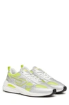 Diesel Mesh Sneakers With Metallic Panels In Silver/ Lime