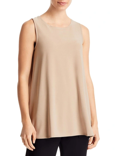 &basics Womens Crewneck Sleeveless Shell In Beige