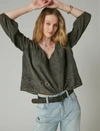 Lucky Brand Embroidered Eyelet Peasant Top In Black