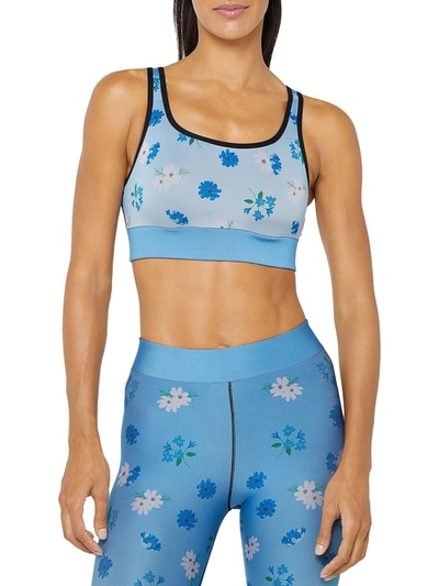 Cor Spring Showers Womens Scoop Neck Yoga Athletic Bra In Blue