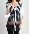 ANGEL CHECKERBOARD FLORAL CARDIGAN IN WHITE MULTI