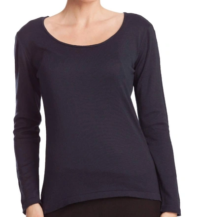 Angel Long Sleeve Scoop Neck Top In Navy In Blue